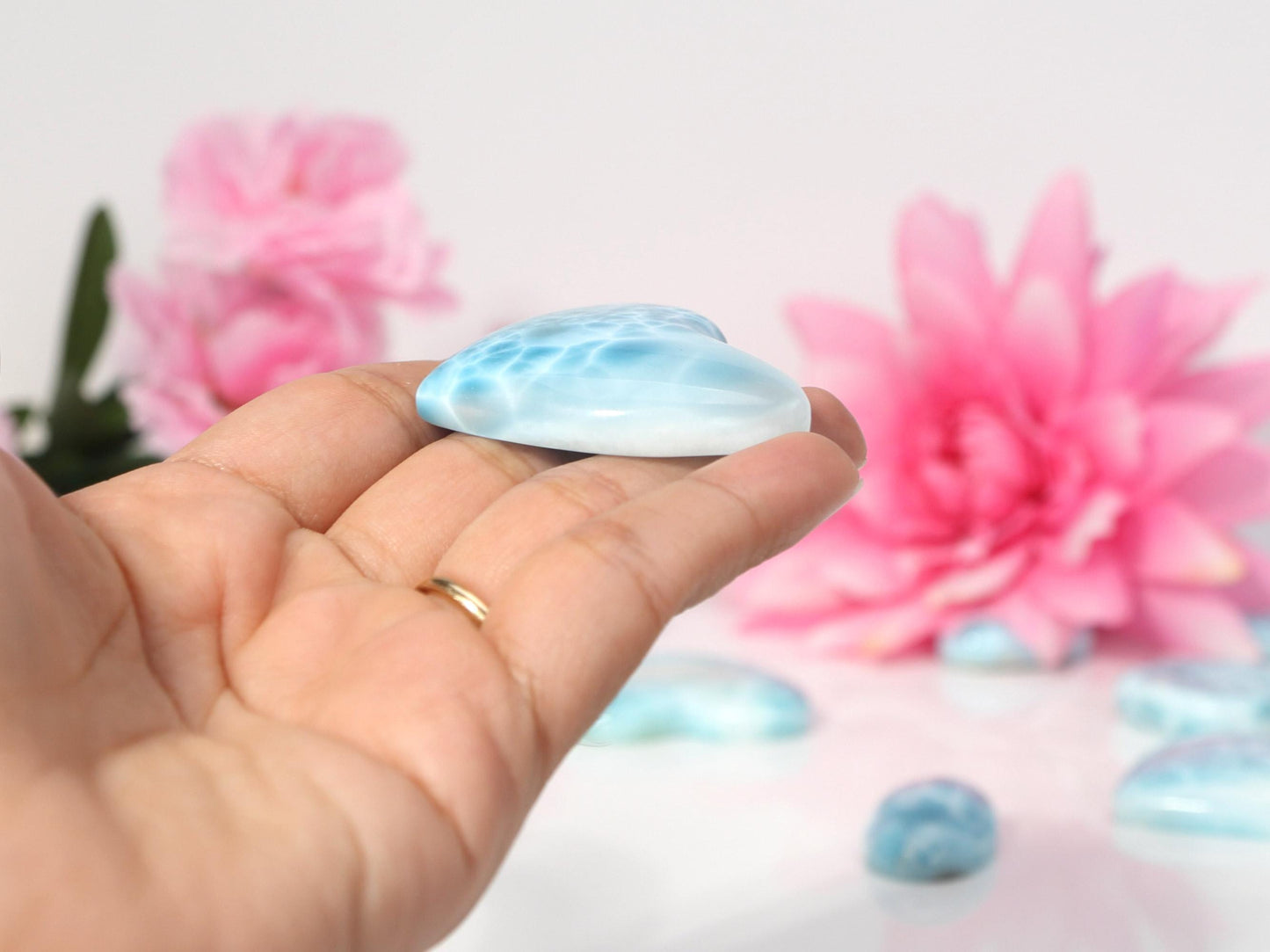 OCEAN BLUE Larimar Heart, AAA Larimar Stone Heart, Larimar Palm Stone, Super Blue Larimar, Christmas gift