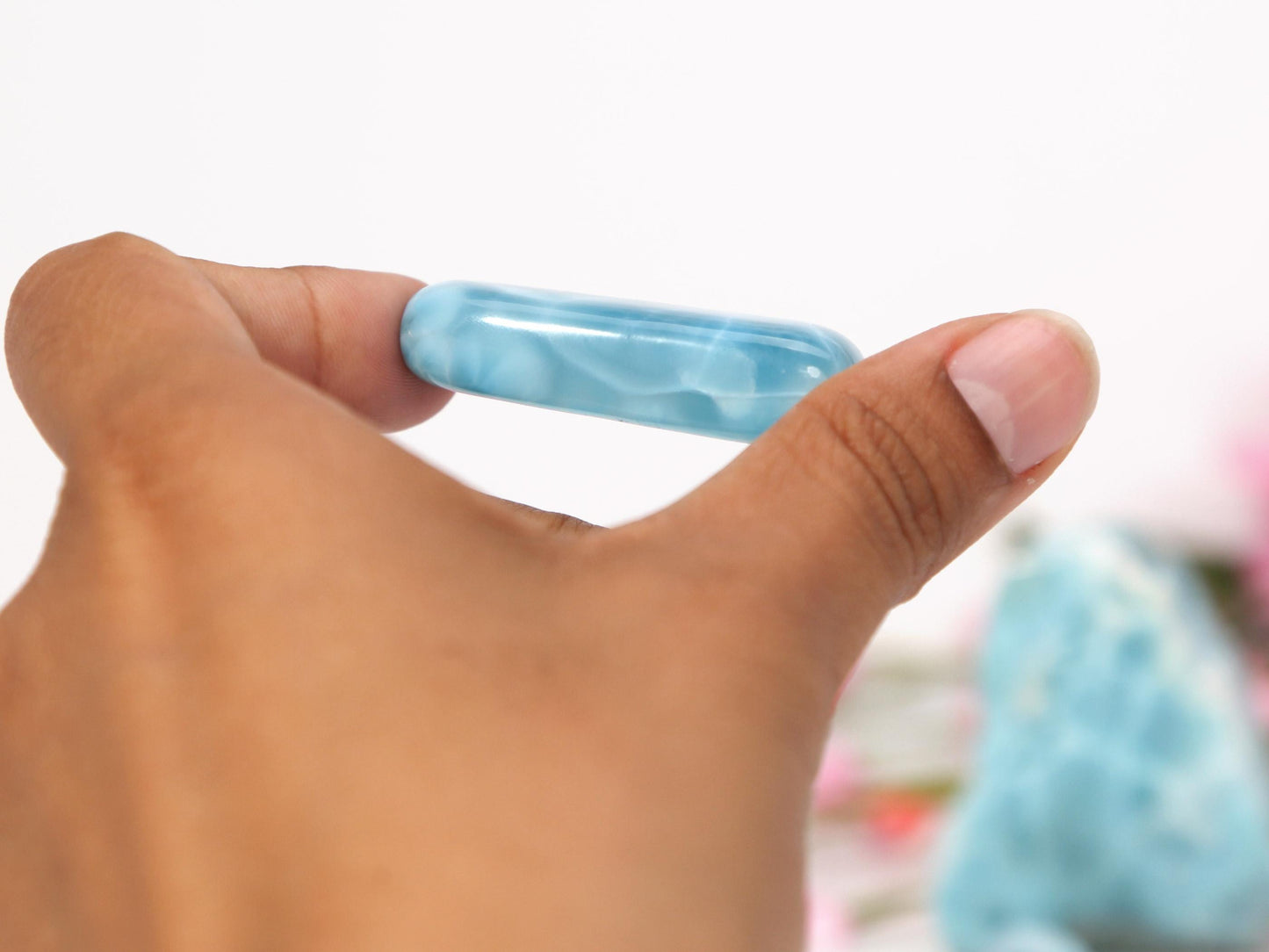 DEEP BLUE Larimar Stone, Top Grade AAA Freeform Larimar Cabochon, Larimar Palm Stone Super Blue Larimar Specimen, Christmas gift