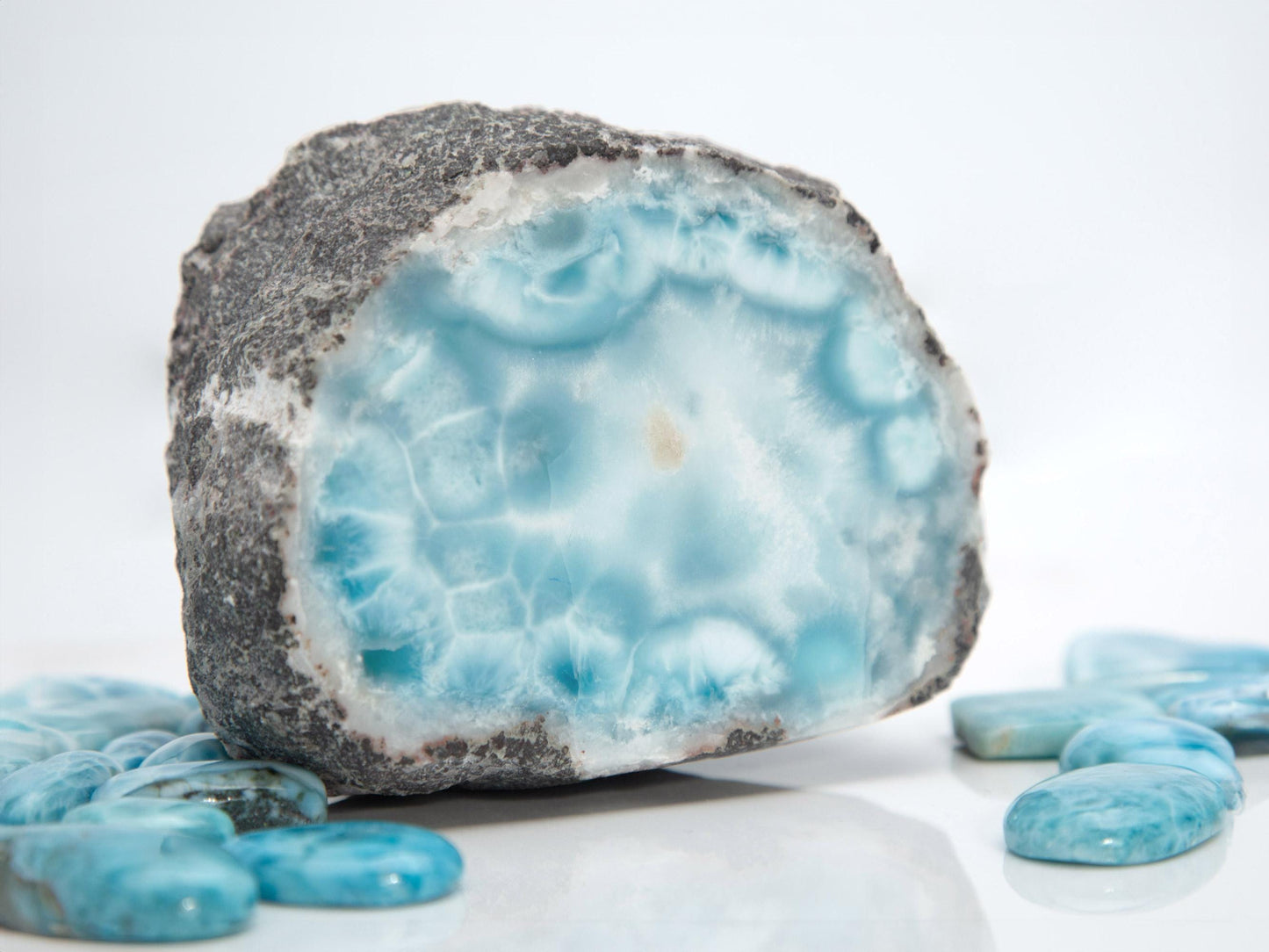 Top Larimar Specimen, Larimar Half Geode-like stone, Turtleback pattern Larimar specimen, Christmas gift