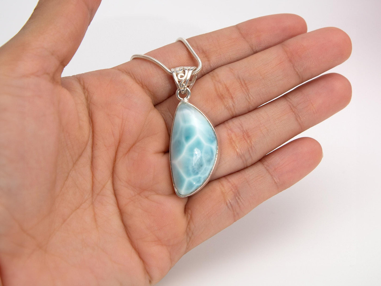 OCEAN BLUE Freeform Larimar Pendant Necklace, Top Grade Larimar Stone Pendant, AAA Larimar jewelry, Christmas gift