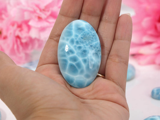 OCEAN BLUE Oval Larimar Stone, Top Grade Larimar Cabochon, AAA Super Blue Larimar, Christmas gift