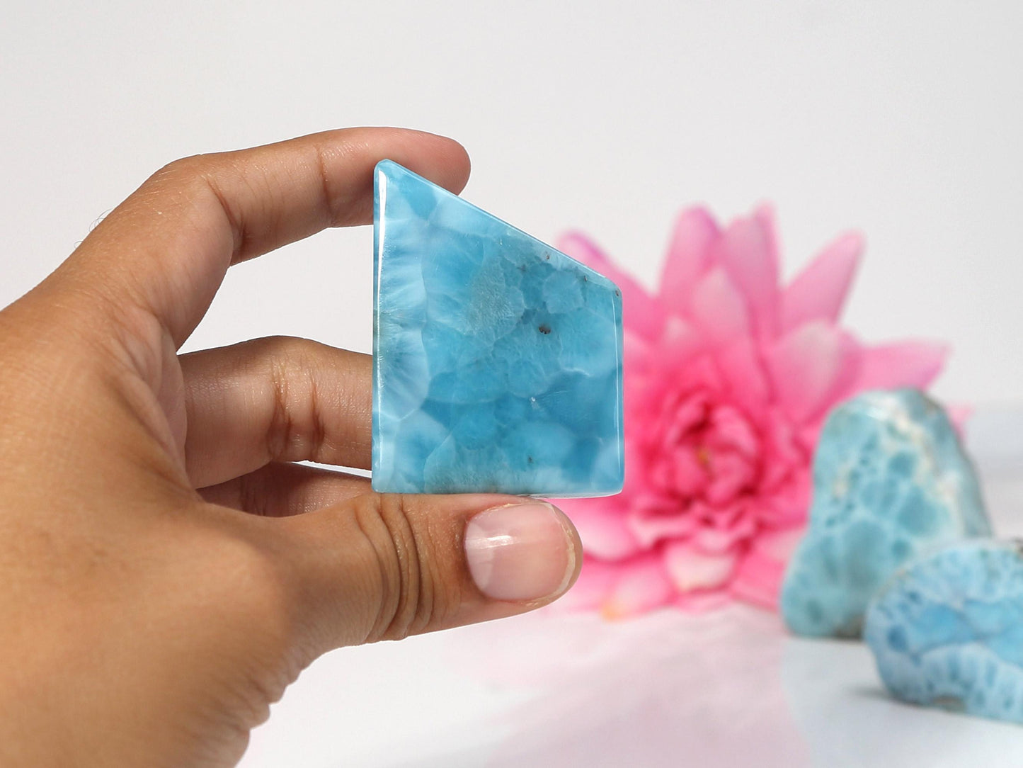Top-grade Larimar Stone Slab: AAA Polished Freeform Crystal, Christmas gift