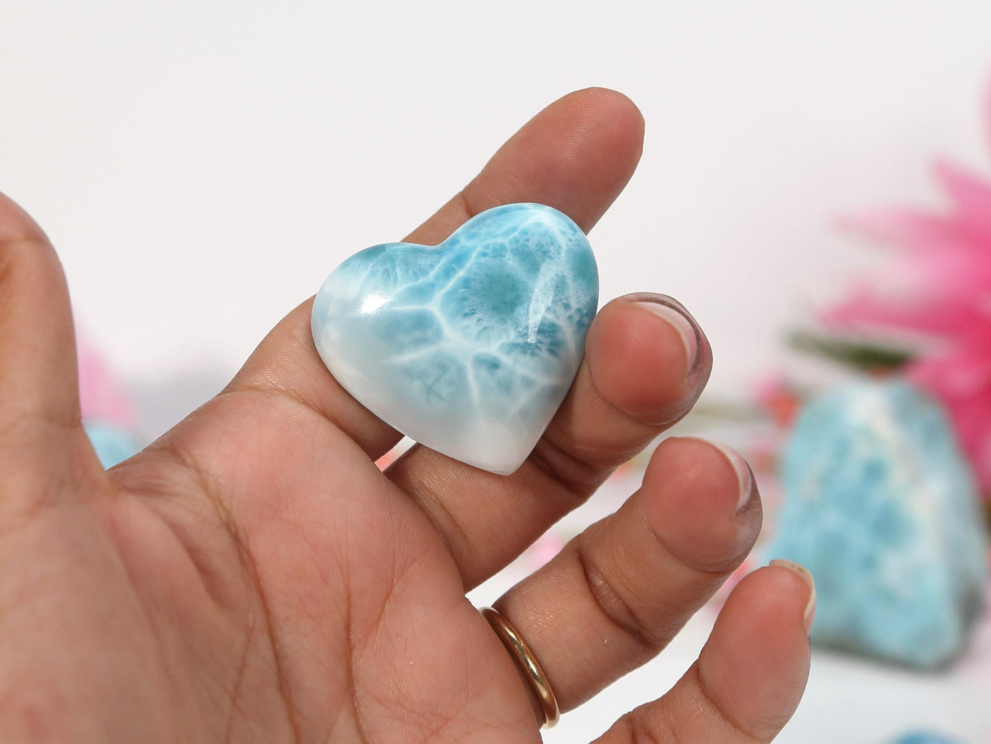 Gorgeous Larimar Heart, Top-grade Larimar Stone Heart, Larimar Palm Stone, Super Blue Larimar, Christmas gift