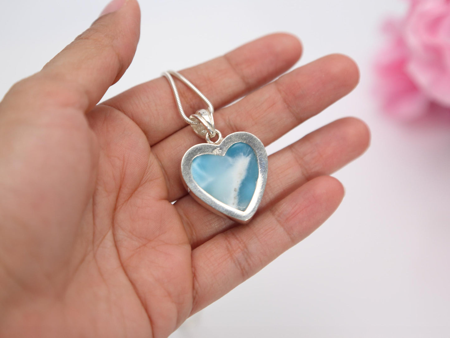 Exquisite Larimar Heart Pendant, Larimar Heart Necklace, AAA Top Grade Larimar Heart, Christmas gift