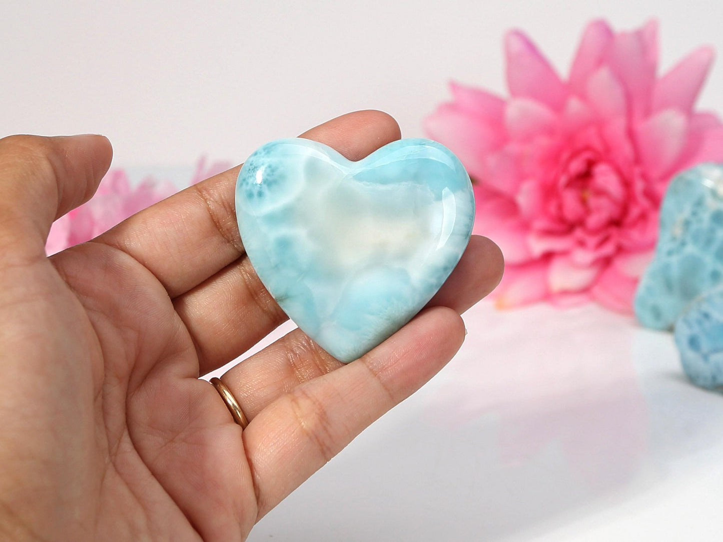 Soft Blue Larimar Heart, Big Larimar Stone Heart Cabochon, Larimar Palm Stone, Larimar crystal, Crystal Heart, Christmas gift