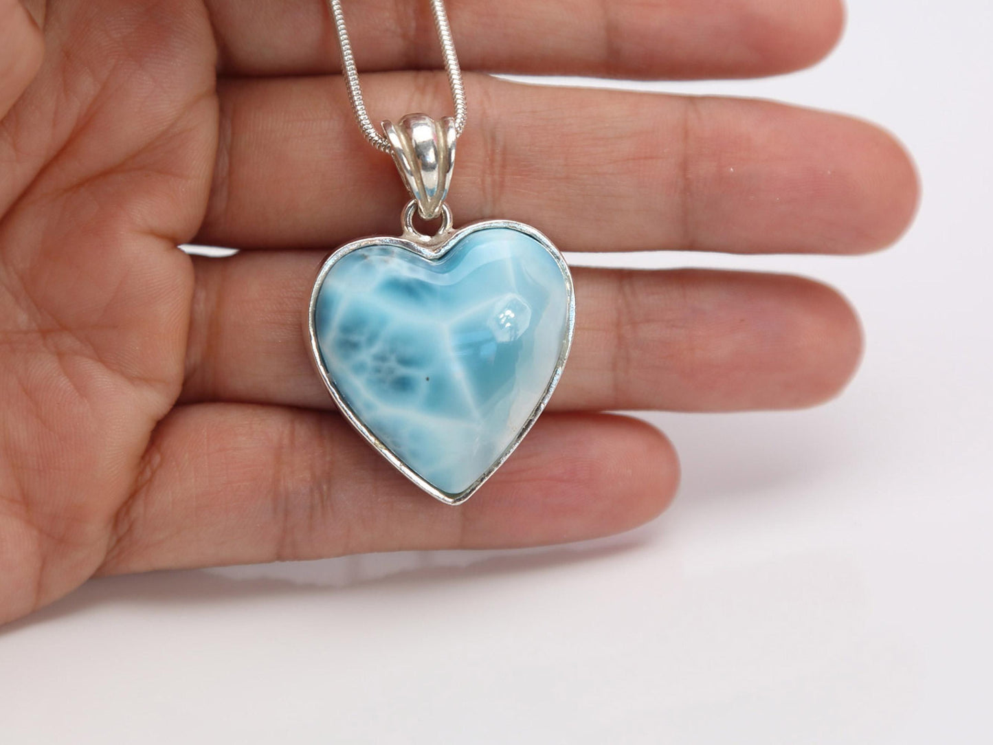 Exquisite Larimar Heart Pendant, Larimar Heart Necklace, AAA Top Grade Larimar Heart, Christmas gift