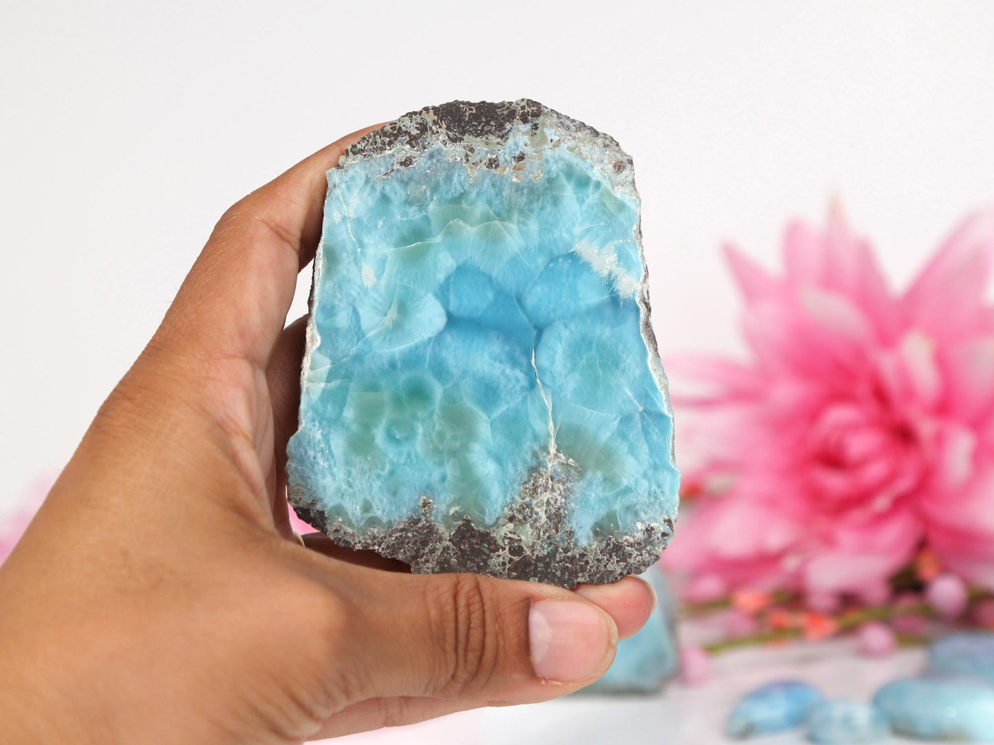 DEEP BLUE Semi-Polished Larimar Stone Slab, Semi Polished Blue Larimar, Super Blue Larimar, Christmas gift