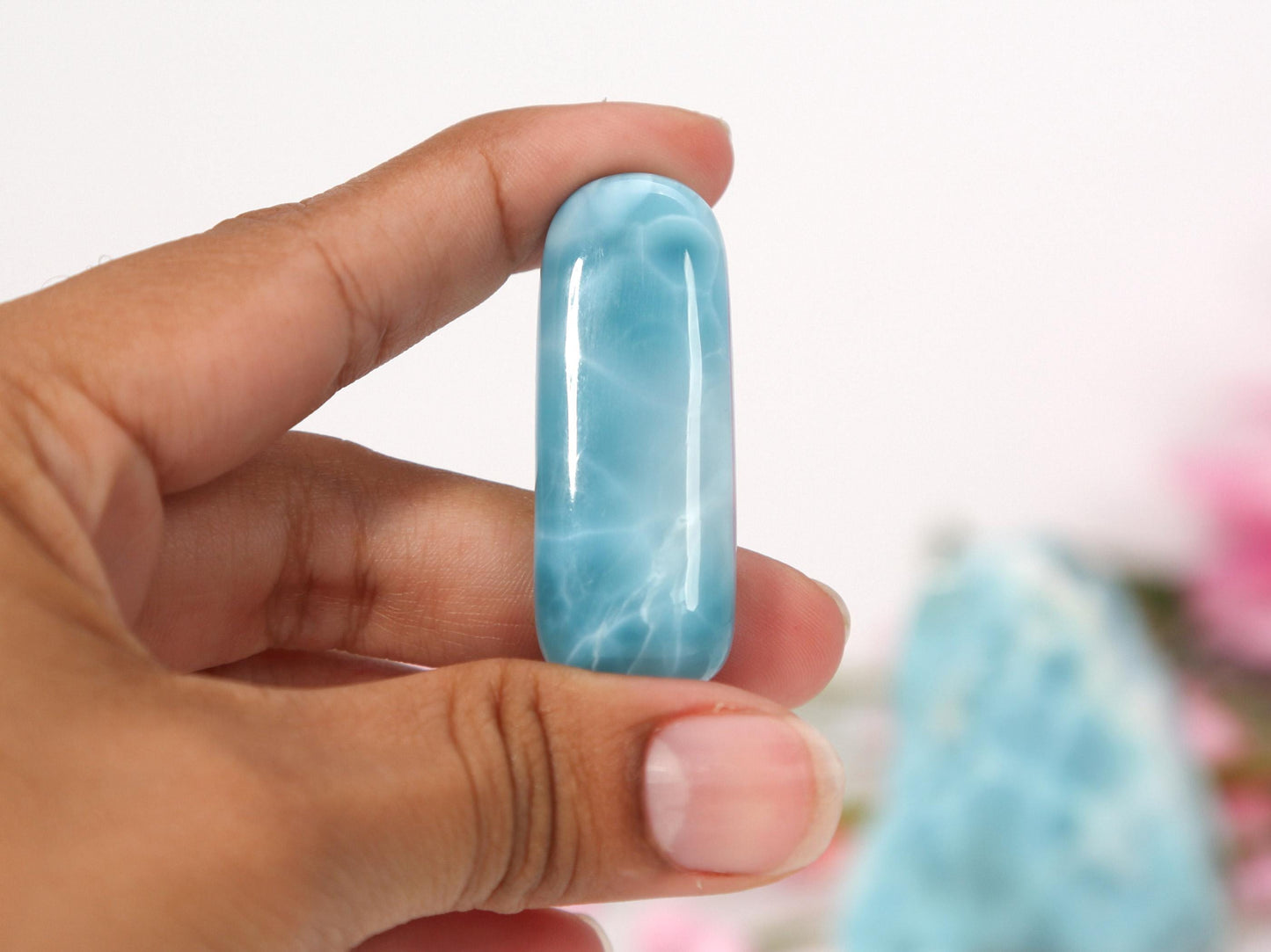 DEEP BLUE Larimar Stone, Top Grade AAA Freeform Larimar Cabochon, Larimar Palm Stone Super Blue Larimar Specimen, Christmas gift