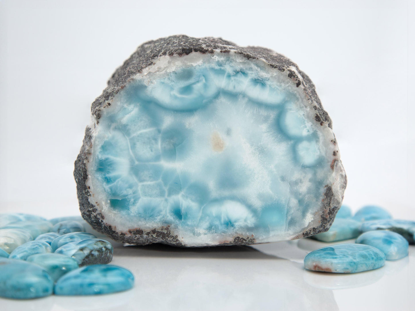 Top Larimar Specimen, Larimar Half Geode-like stone, Turtleback pattern Larimar specimen, Christmas gift
