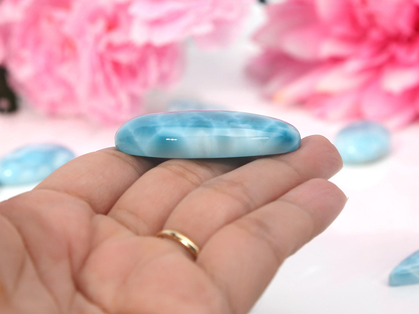 OCEAN BLUE Oval Larimar Stone, Top Grade Larimar Cabochon, AAA Super Blue Larimar, Christmas gift