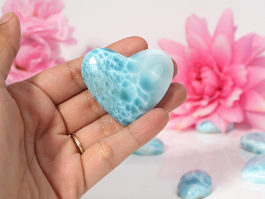 OCEAN BLUE Larimar Heart, AAA Larimar Stone Heart, Larimar Palm Stone, Super Blue Larimar, Christmas gift