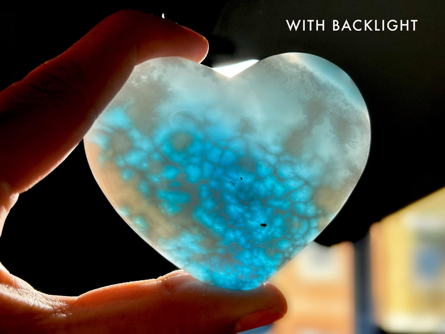 HIGH GRADE Larimar Heart, Ocean Blue Larimar Stone Heart, Larimar Palm Stone, Super Blue Larimar crystal, Christmas gift