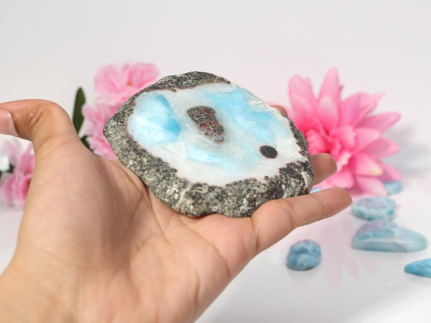 Soft Blue Polished Larimar Stone Slab, Larimar Slice,  Polished Larimar Slab, Larimar Specimen, Christmas gift
