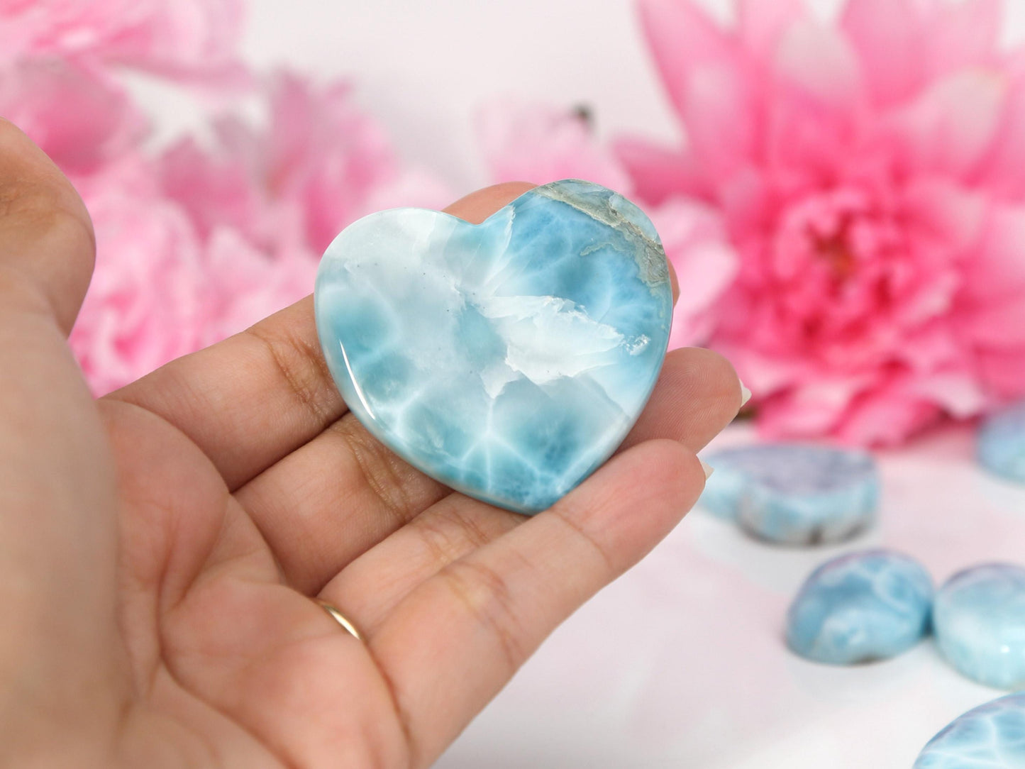 DEEP BLUE Larimar Heart, AAA Larimar Stone Heart, Larimar Palm Stone, Super Blue Larimar, Christmas gift