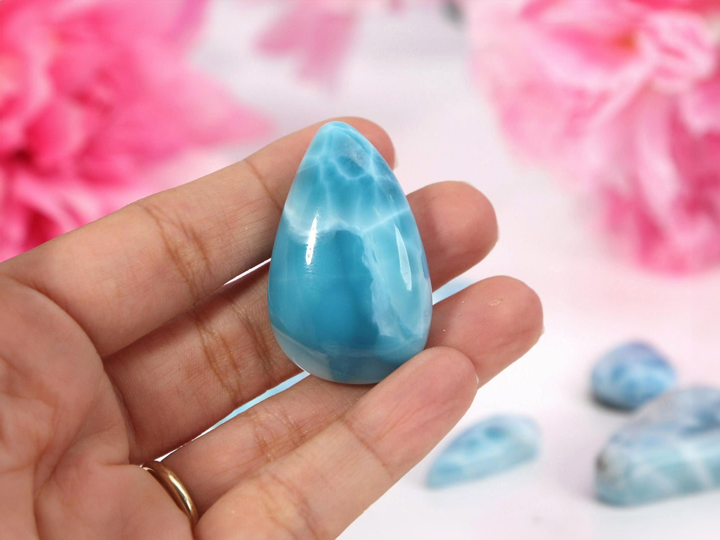 DEEP BLUE Larimar Stone, AAA Freeform Larimar Cabochon, Super Blue Larimar Stone Specimen, Christmas gift