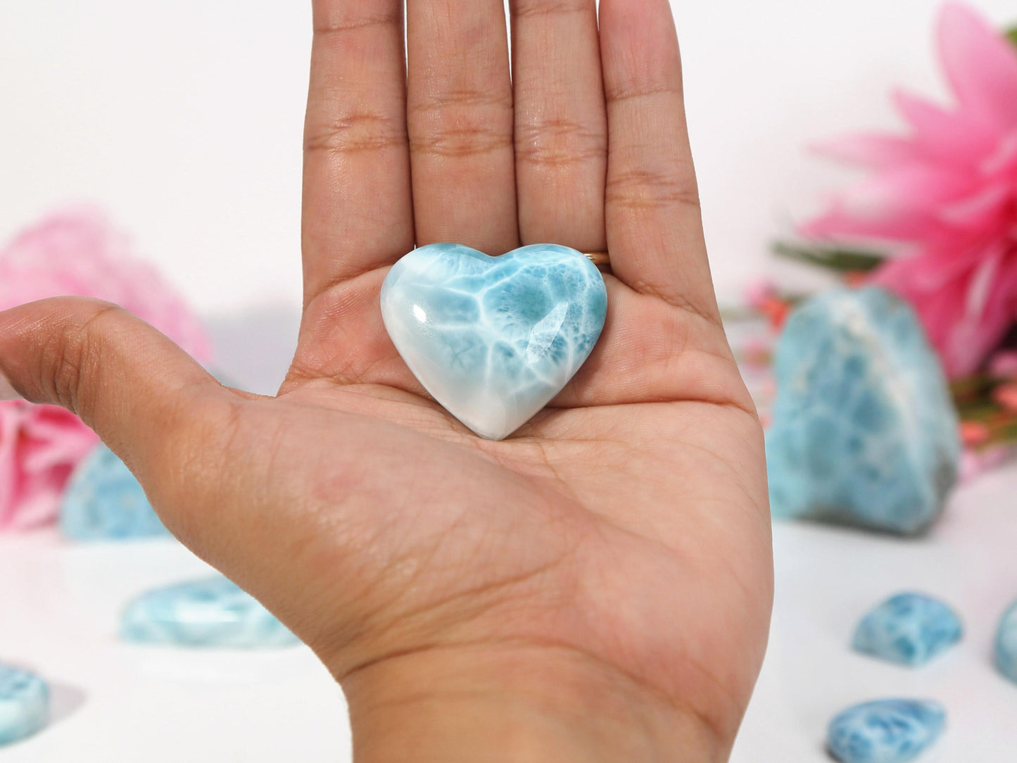 Gorgeous Larimar Heart, Top-grade Larimar Stone Heart, Larimar Palm Stone, Super Blue Larimar, Christmas gift