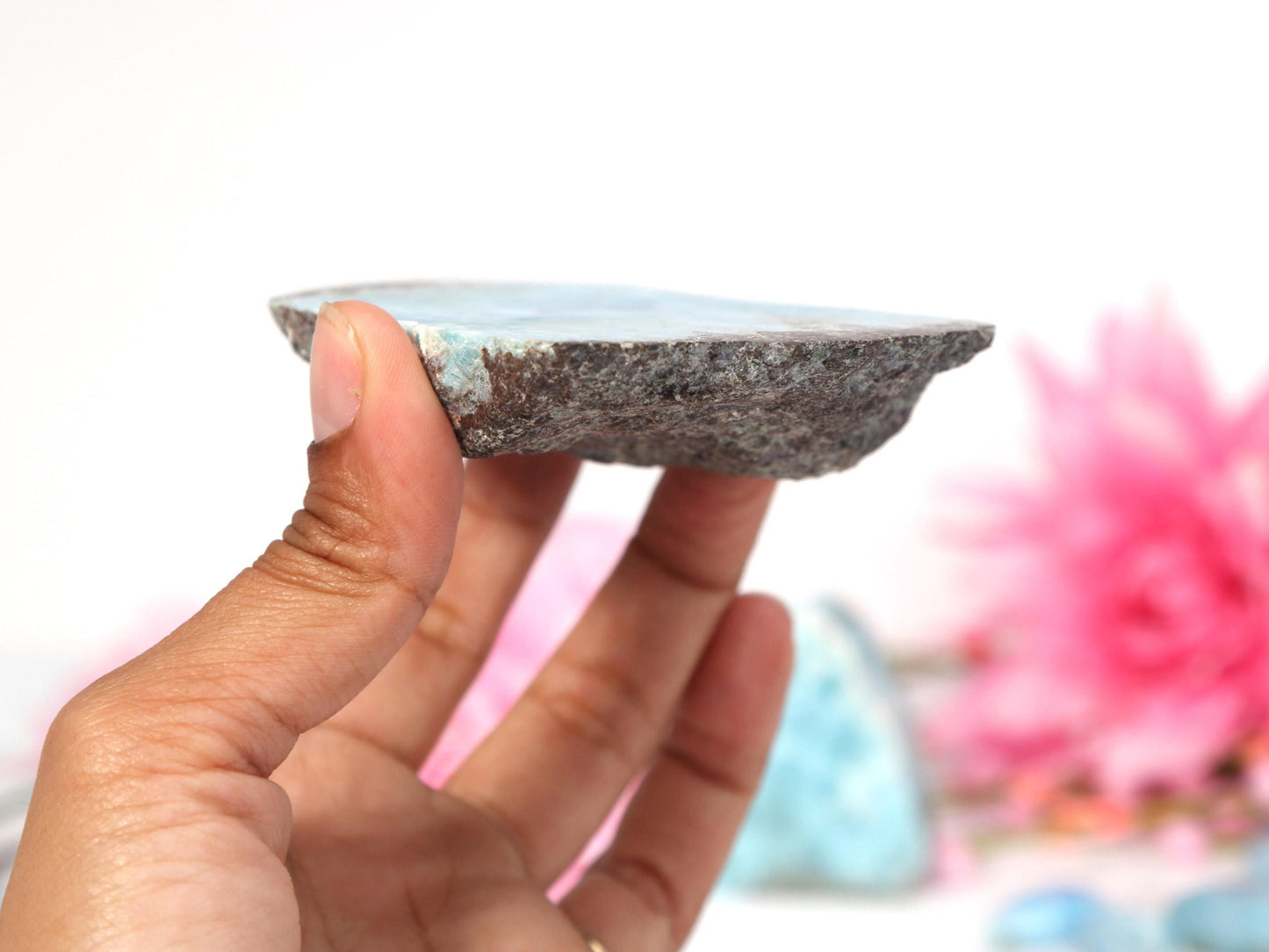 DEEP BLUE Semi-Polished Larimar Stone Slab, Semi Polished Blue Larimar, Super Blue Larimar, Christmas gift