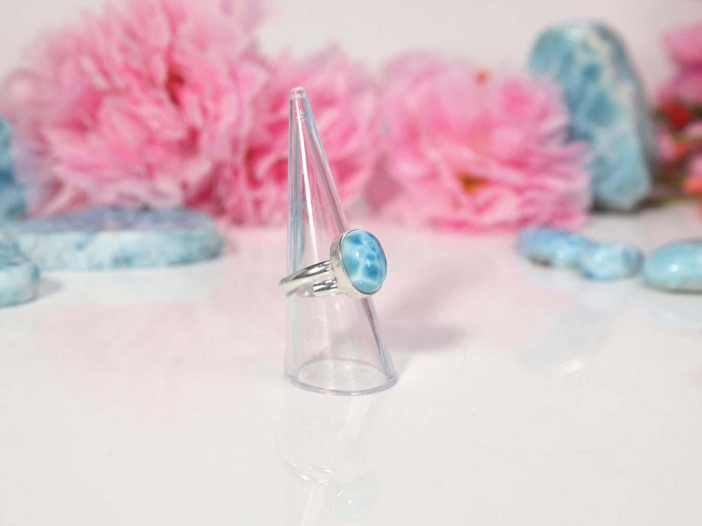 OCEAN BLUE Larimar Ring, Oval AAA Larimar Ring,Adjustable Larimar ring, Super Blue Larimar Ring, Christmas gift