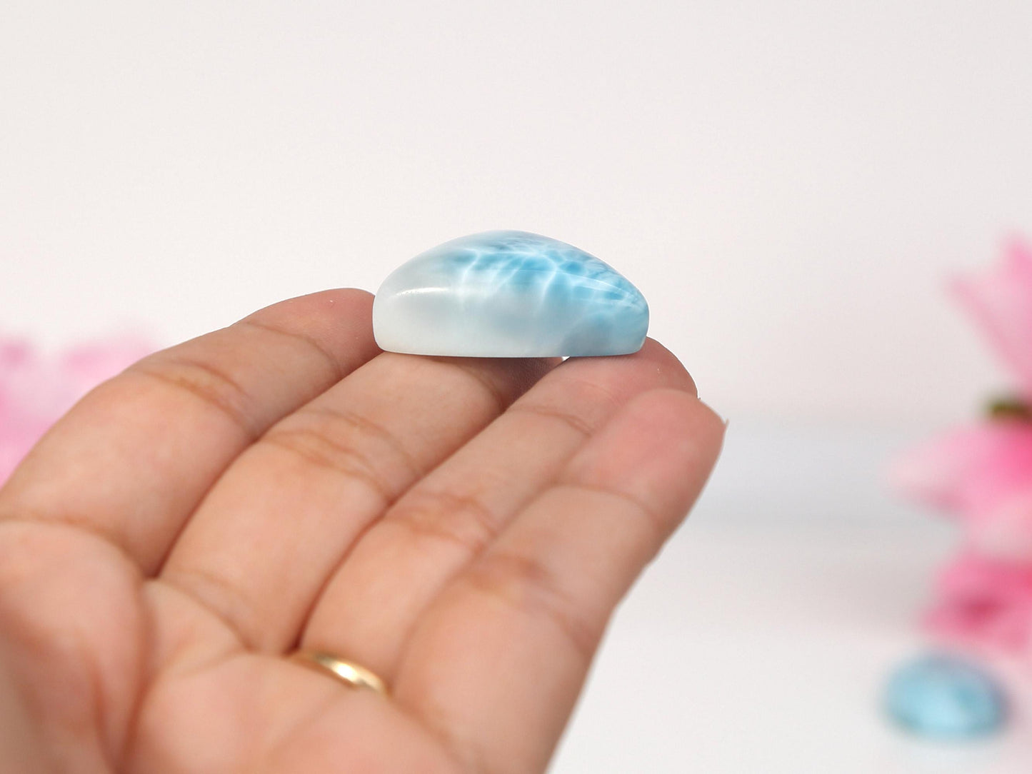 OCEAN BLUE Larimar Stone Triangle, Top Grade Larimar Cabochon, AAA Super Blue Larimar, Christmas gift