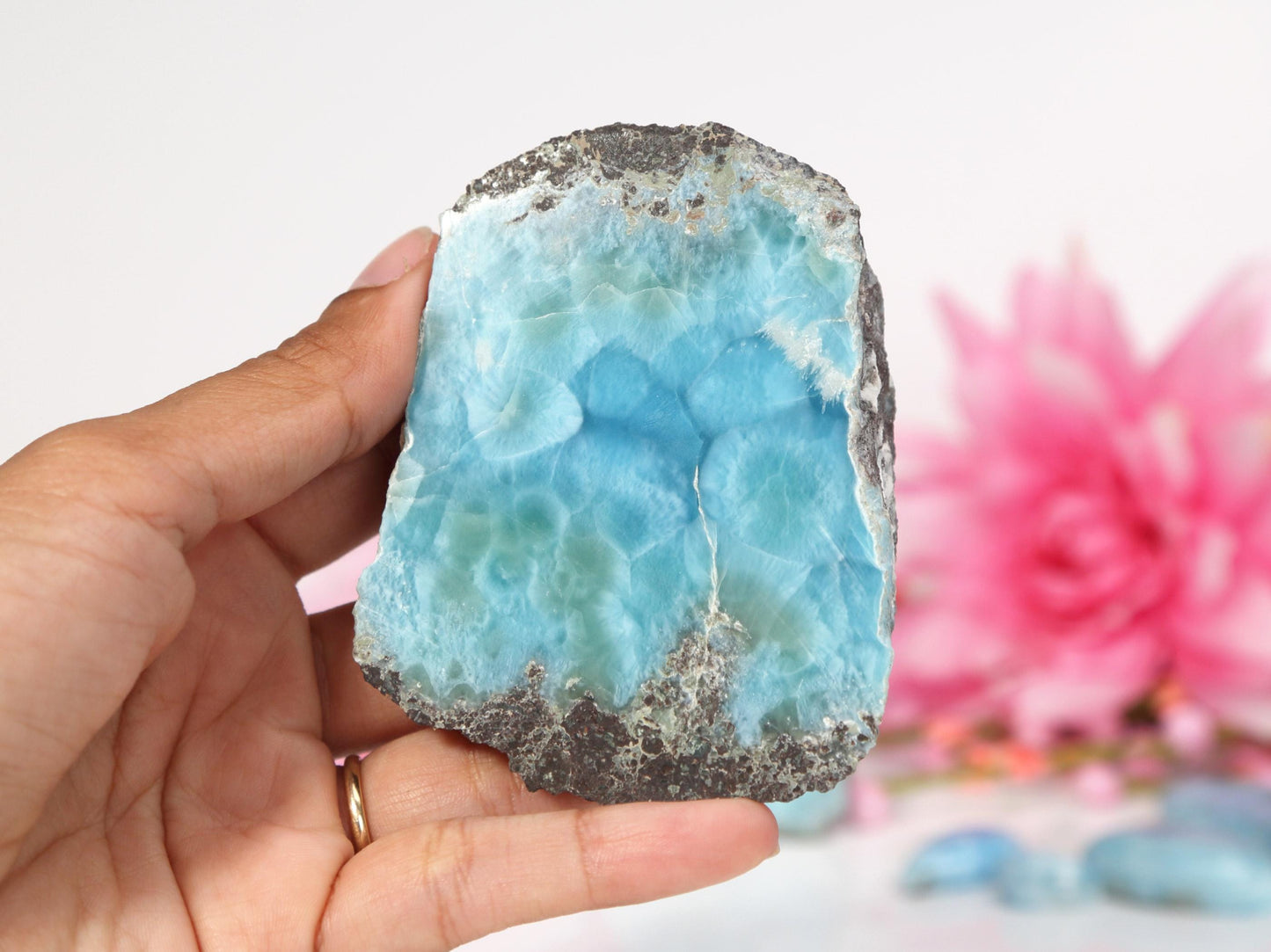 DEEP BLUE Semi-Polished Larimar Stone Slab, Semi Polished Blue Larimar, Super Blue Larimar, Christmas gift