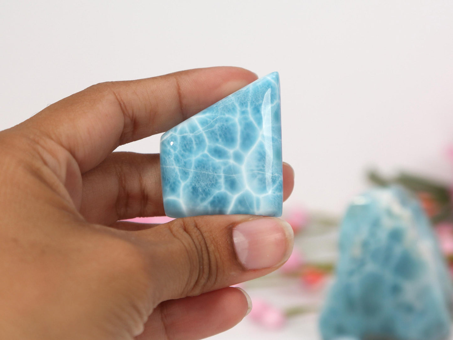 OCEAN BLUE Larimar Stone, Top Grade AAA Freeform Larimar Cabochon, Larimar Palm Stone Super Blue Larimar Specimen, Christmas gift