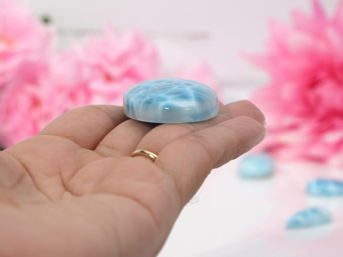 OCEAN BLUE Oval Larimar Stone, Top Grade Larimar Cabochon, AAA Super Blue Larimar, Christmas gift