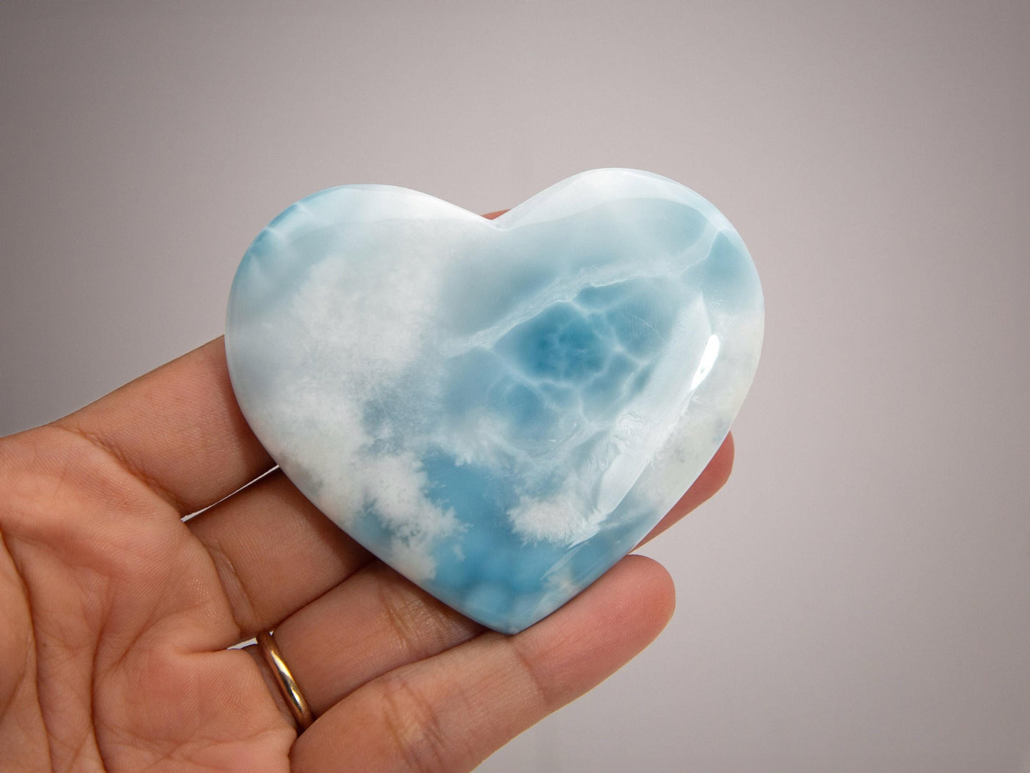 HIGH GRADE Larimar Heart, Ocean Blue Larimar Stone Heart, Larimar Palm Stone, Super Blue Larimar crystal, Christmas gift