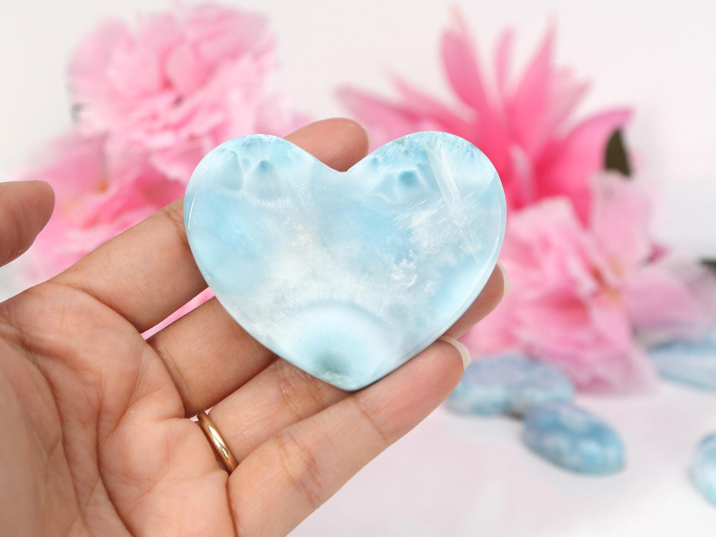 EXQUISITE Larimar Heart, AAA Larimar Heart Cabochon, Larimar Palm Stone, Super Blue Larimar crystal, Christmas gift