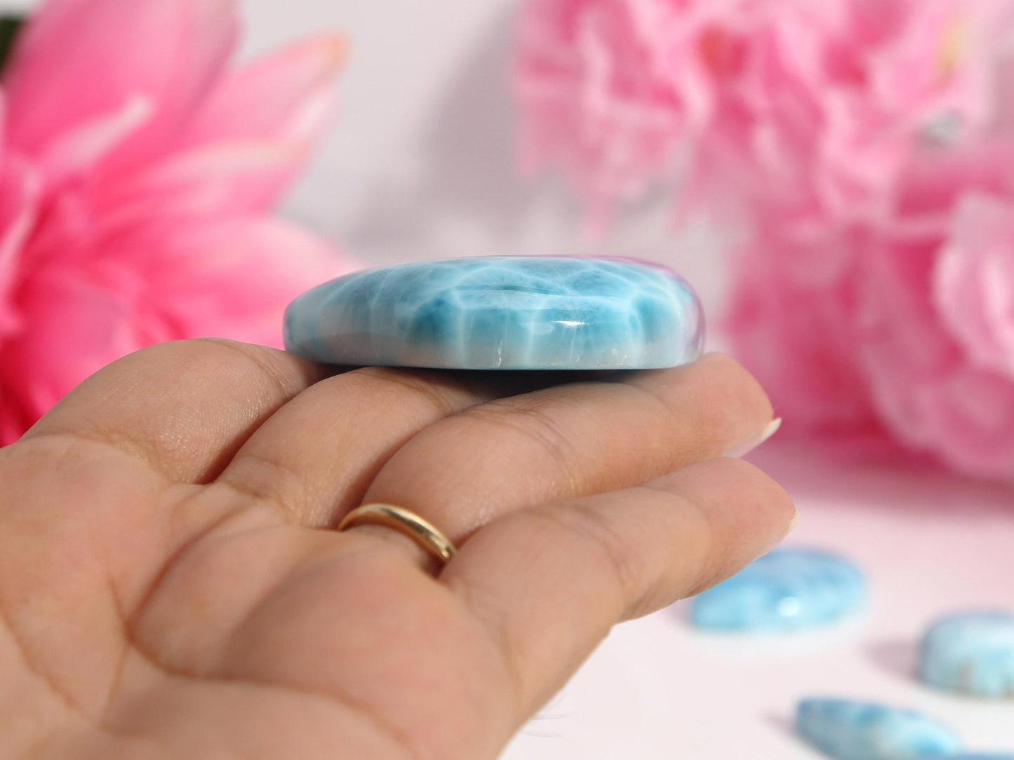 OCEAN BLUE Larimar Stone, AAA Freeform Larimar Cabochon, Super Blue Larimar Palm Stone Specimen, Christmas gift