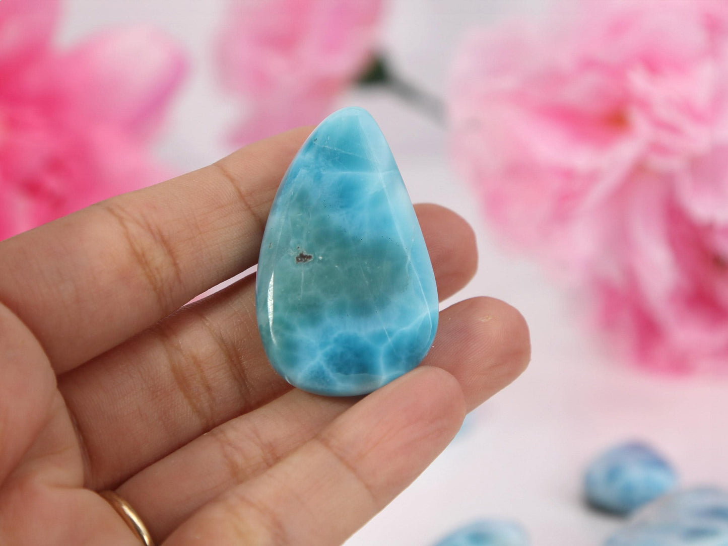 DEEP BLUE Larimar Stone, AAA Freeform Larimar Cabochon, Super Blue Larimar Stone Specimen, Christmas gift