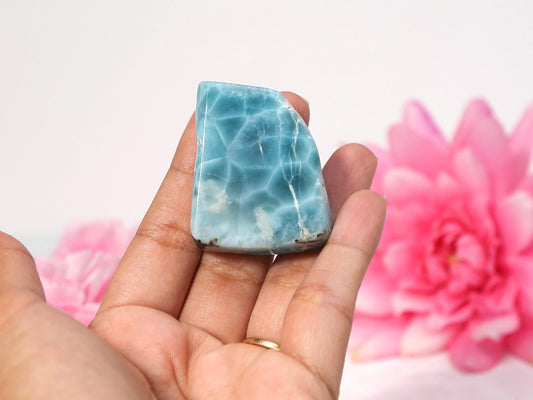 OCEAN BLUE Front-Polished Larimar Slab, AAA Slice, Semi Raw Larimar, Super Blue Larimar, Crystal Slice, Christmas gift