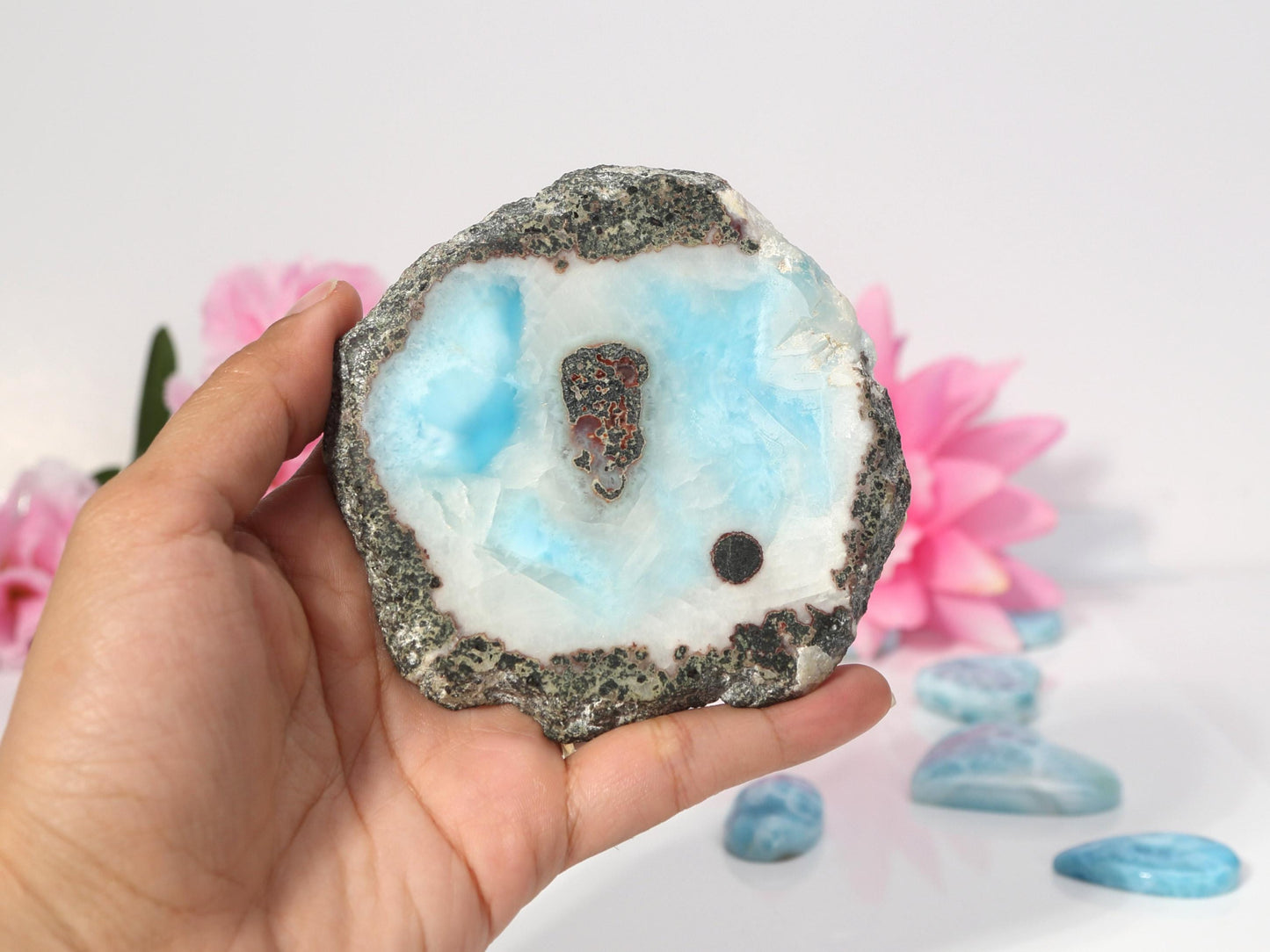 Soft Blue Polished Larimar Stone Slab, Larimar Slice,  Polished Larimar Slab, Larimar Specimen, Christmas gift