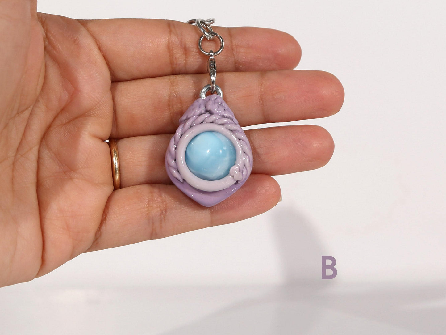 Larimar Crystal Charm for Bag, Handbag, Stone Purse charm, AAA Larimar gift, Blue and Lavender, Christmas gift