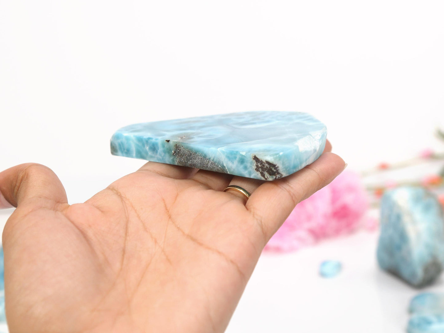 OCEAN BLUE Larimar Stone Slab, Front Polished Blue Larimar, Super Blue Larimar, Christmas gift