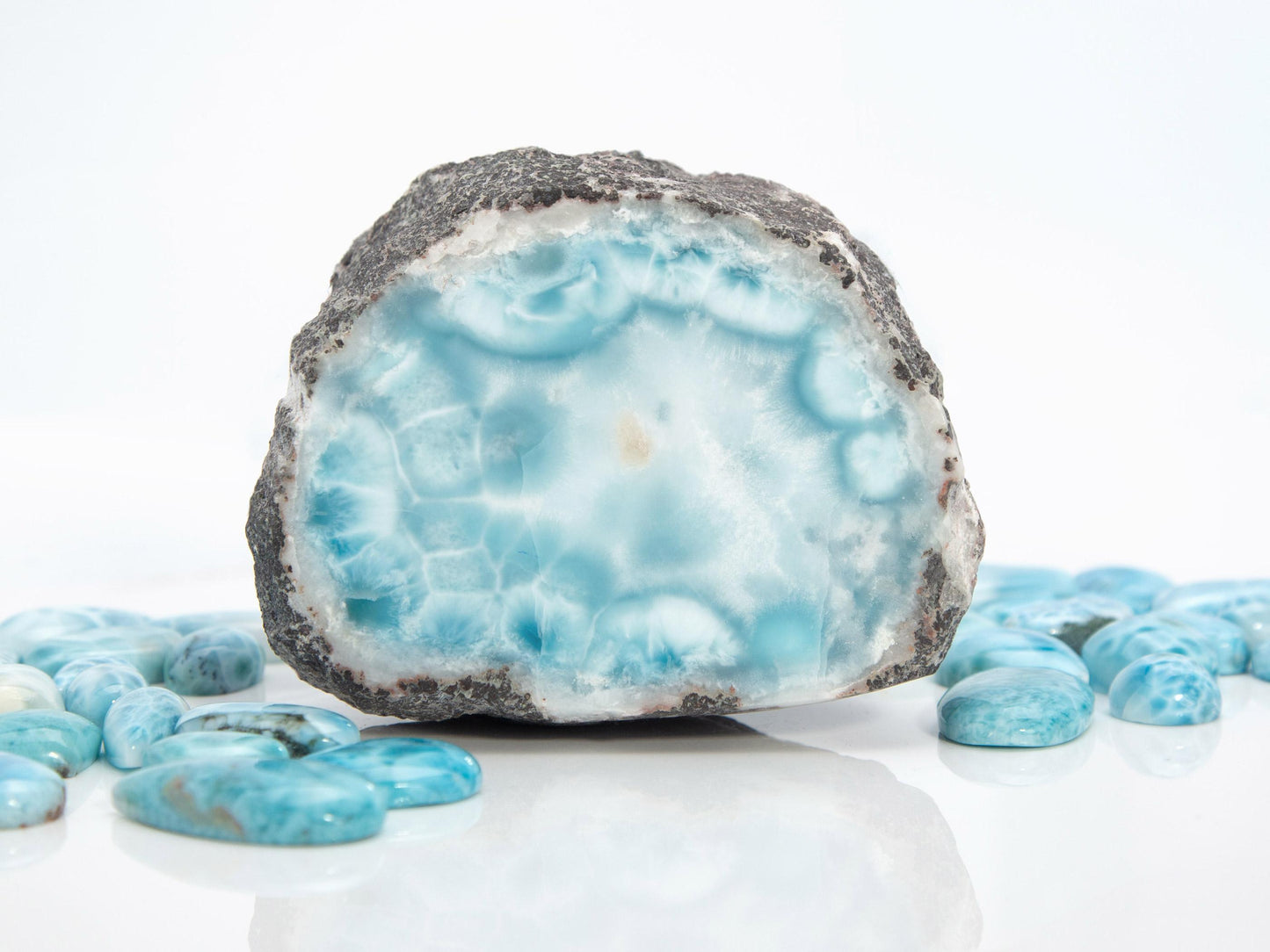 Top Larimar Specimen, Larimar Half Geode-like stone, Turtleback pattern Larimar specimen, Christmas gift