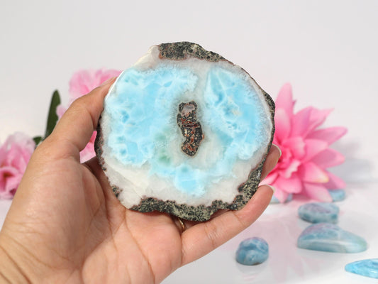 Soft Blue Polished Larimar Stone Slab, Larimar Slice,  Polished Larimar Slab, Larimar Specimen, Christmas gift