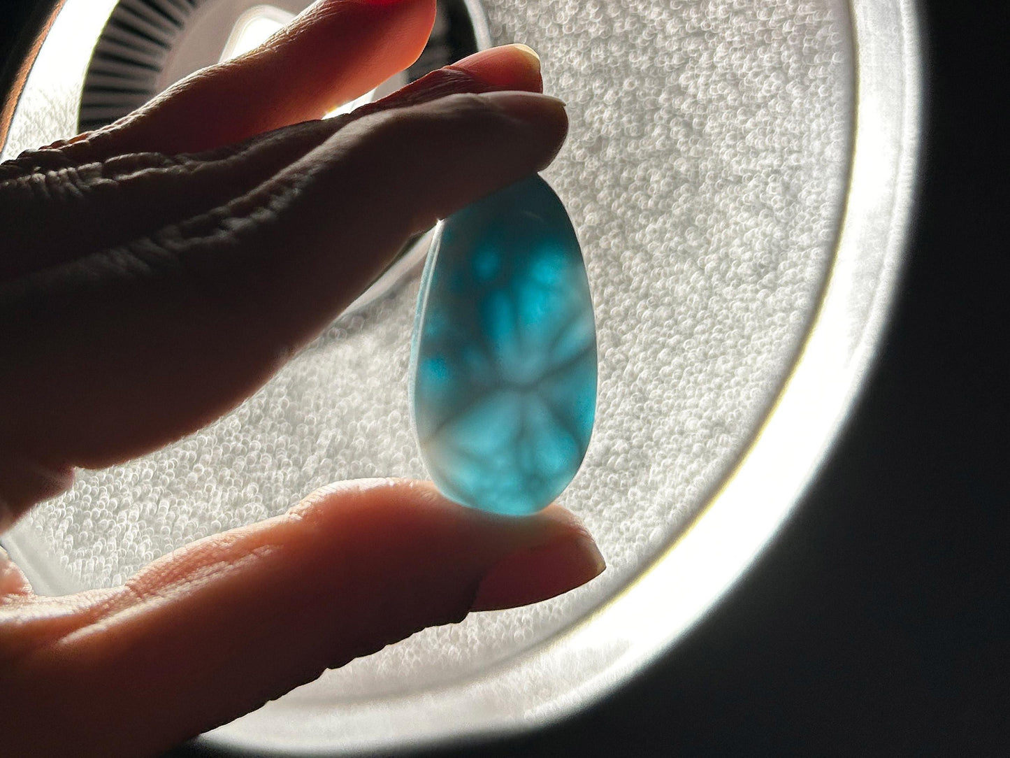 OCEAN BLUE Larimar Stone, AAA Freeform Larimar Cabochon, Super Blue Larimar Palm Stone Specimen, Christmas gift