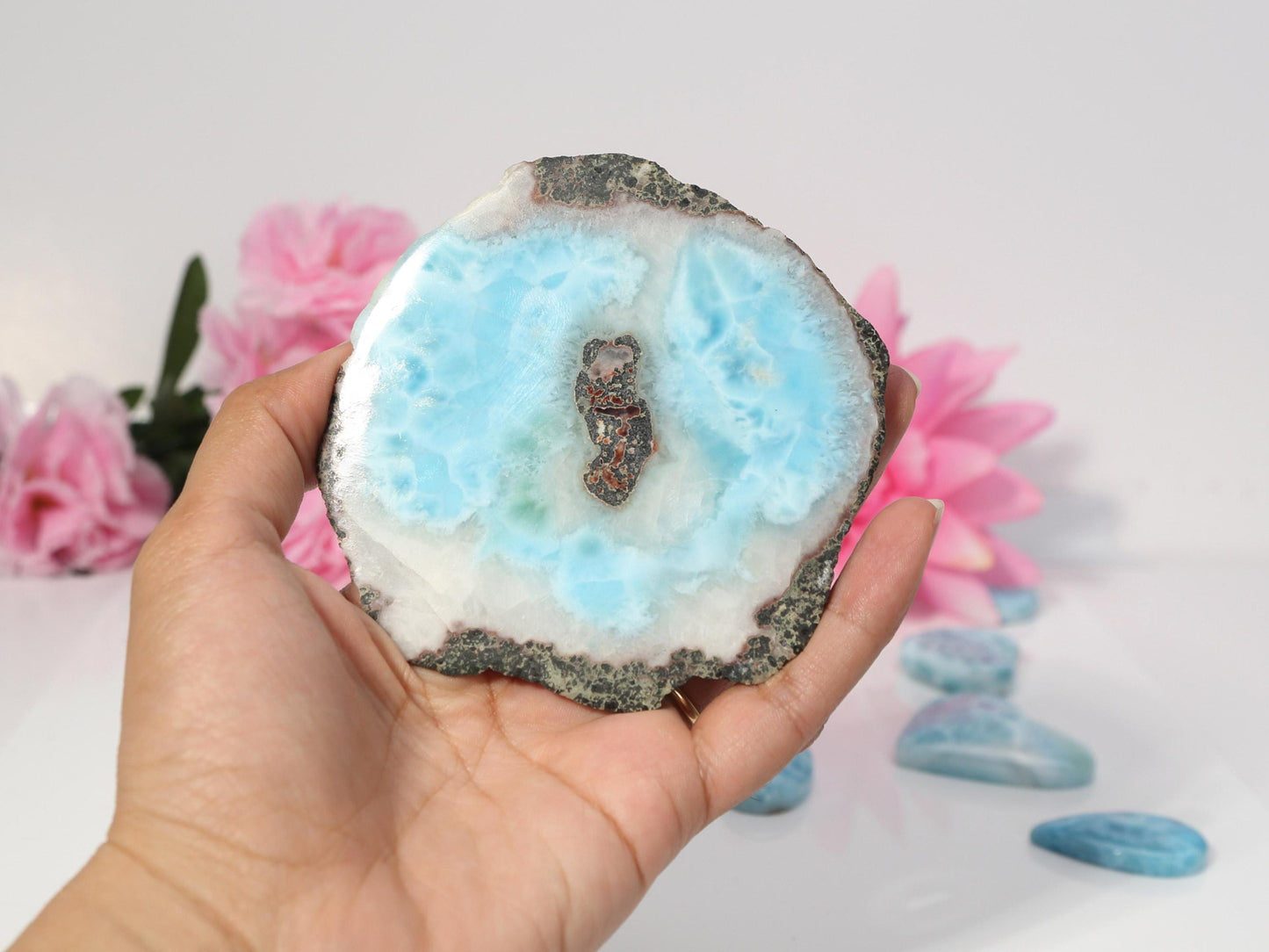 Soft Blue Polished Larimar Stone Slab, Larimar Slice,  Polished Larimar Slab, Larimar Specimen, Christmas gift