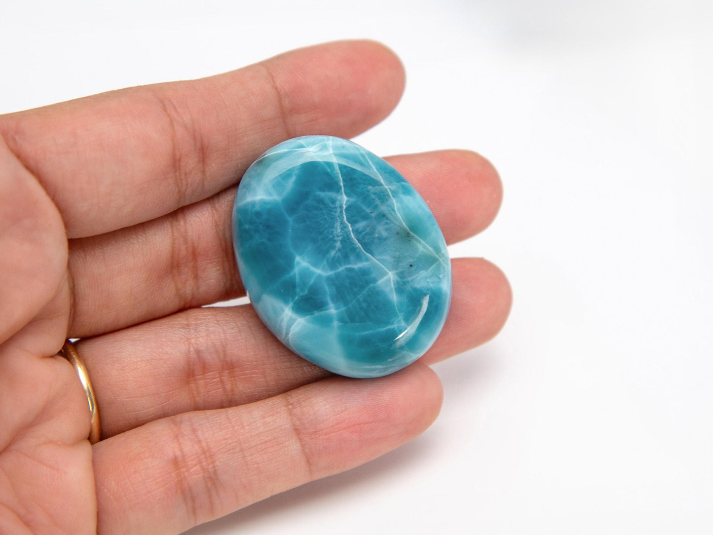 RARE Deepest Blue Larimar Stone, Top Grade Larimar Cabochon, AAA Super Blue Larimar, Christmas gift