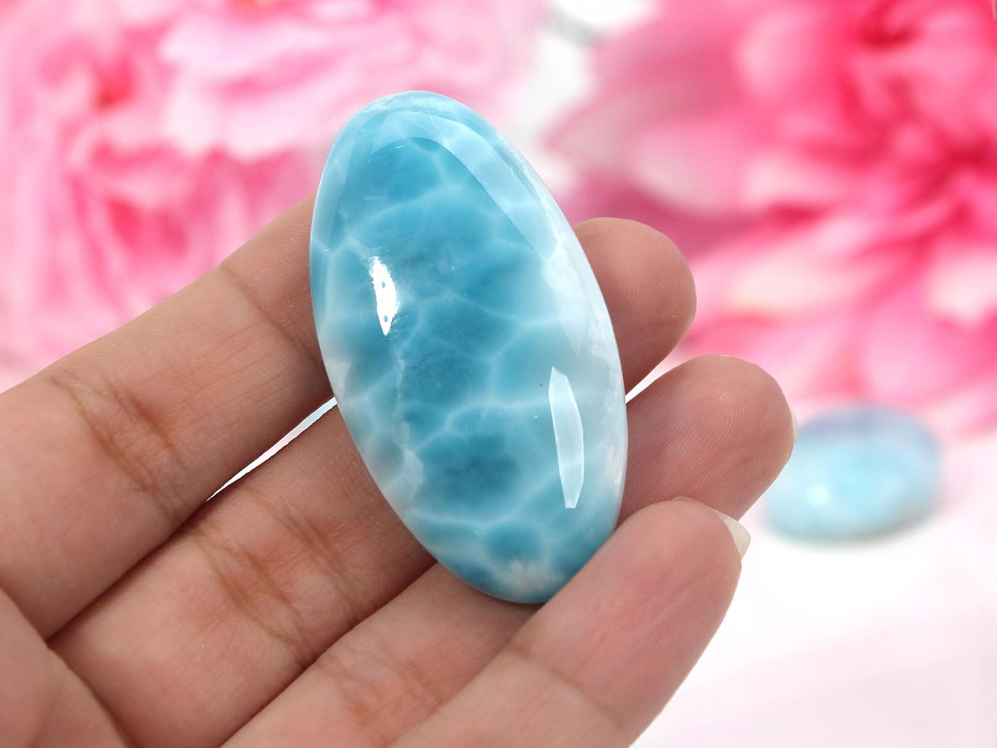 OCEAN BLUE Oval Larimar Stone, Top Grade Larimar Cabochon, AAA Super Blue Larimar, Christmas gift