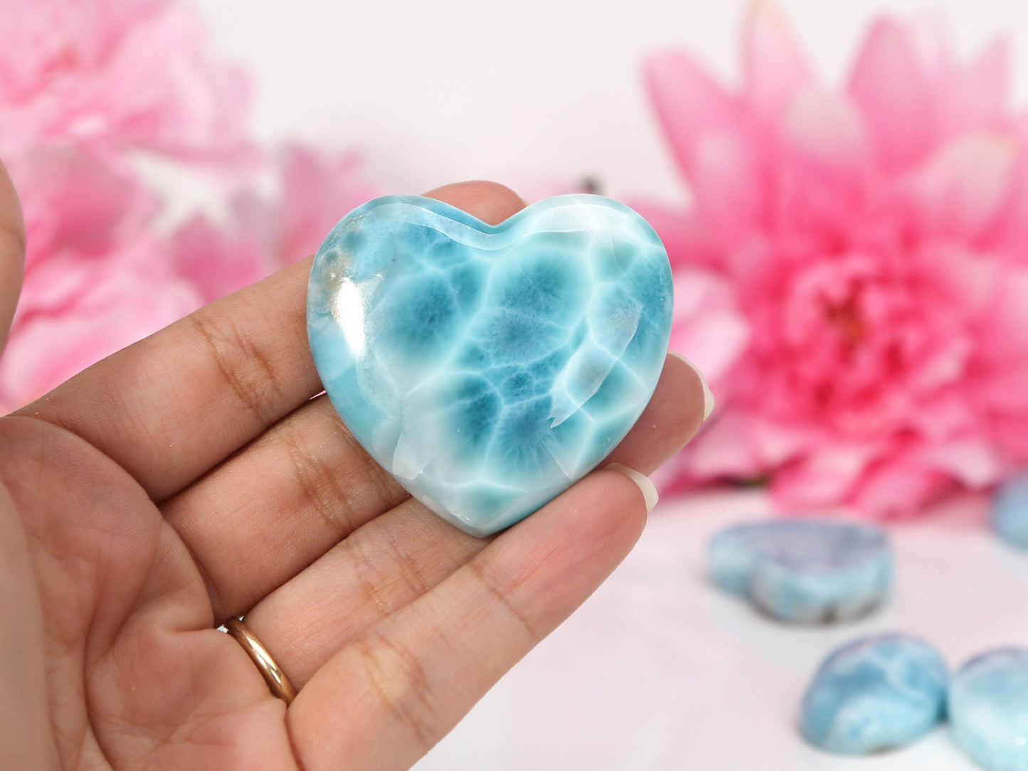 DEEP BLUE Larimar Heart, AAA Larimar Stone Heart, Larimar Palm Stone, Super Blue Larimar, Christmas gift