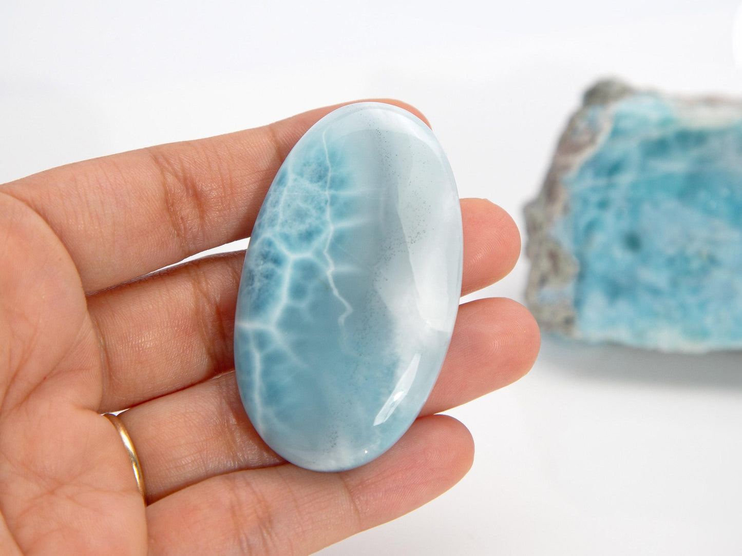 Cloud Larimar Stone Cabochon, AAA Larimar Palm Stone, Larimar specimen, Larimar crystal, Dominican Larimar, Christmas gift