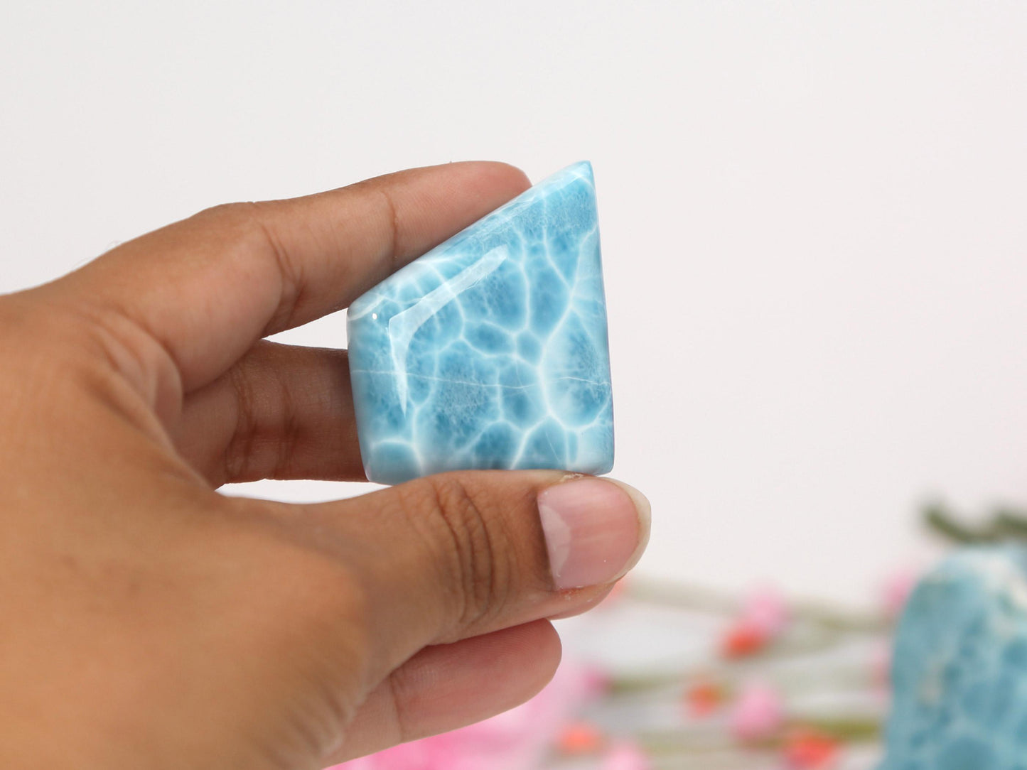 OCEAN BLUE Larimar Stone, Top Grade AAA Freeform Larimar Cabochon, Larimar Palm Stone Super Blue Larimar Specimen, Christmas gift