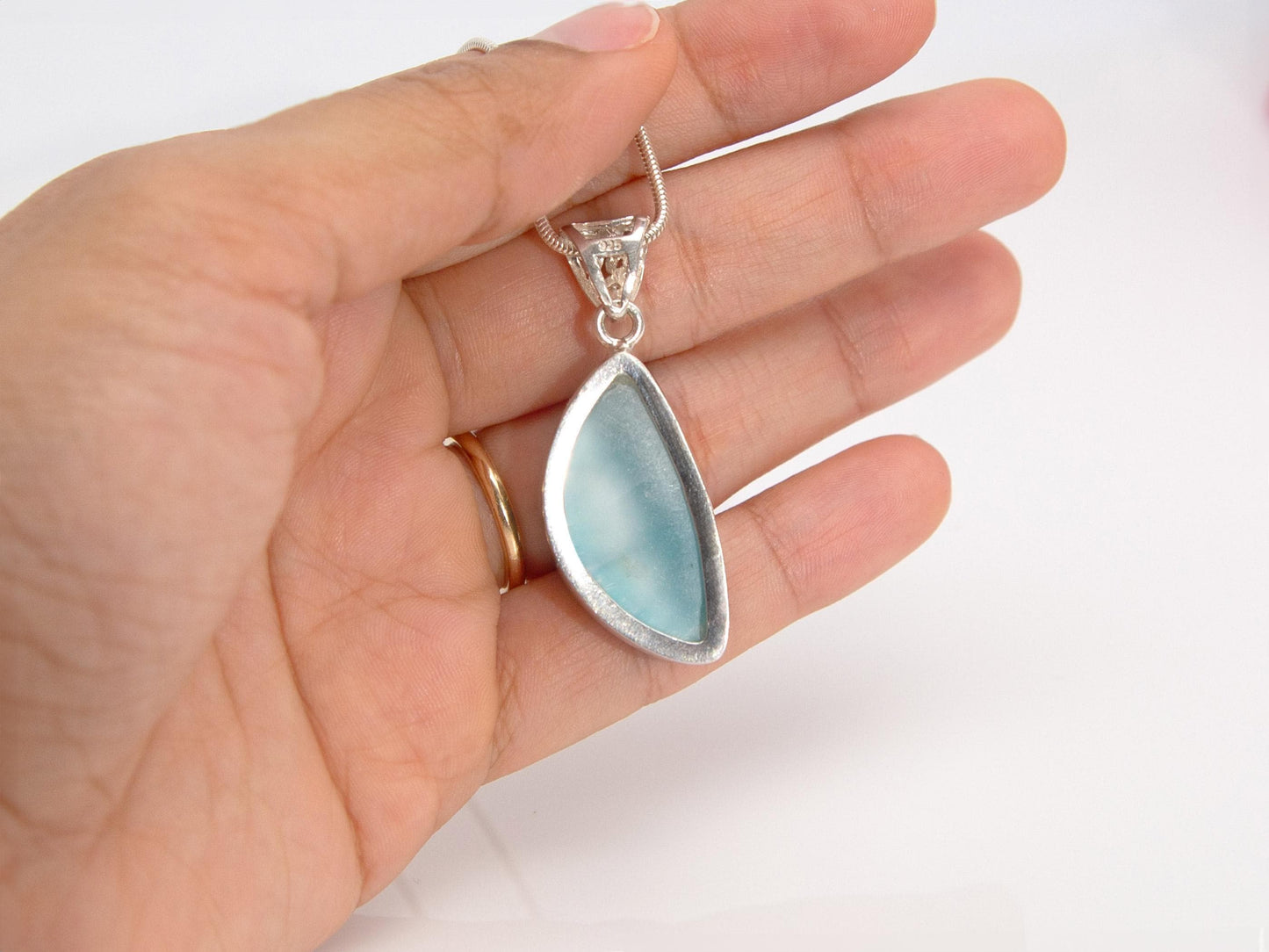 OCEAN BLUE Freeform Larimar Pendant Necklace, Top Grade Larimar Stone Pendant, AAA Larimar jewelry, Christmas gift