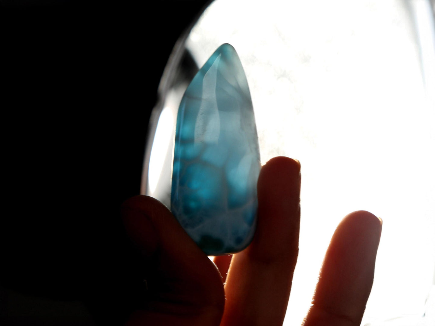 Soft Blues Larimar Stone, Freeform Larimar Cabochon, Larimar Palm Stone Specimen, Christmas gift