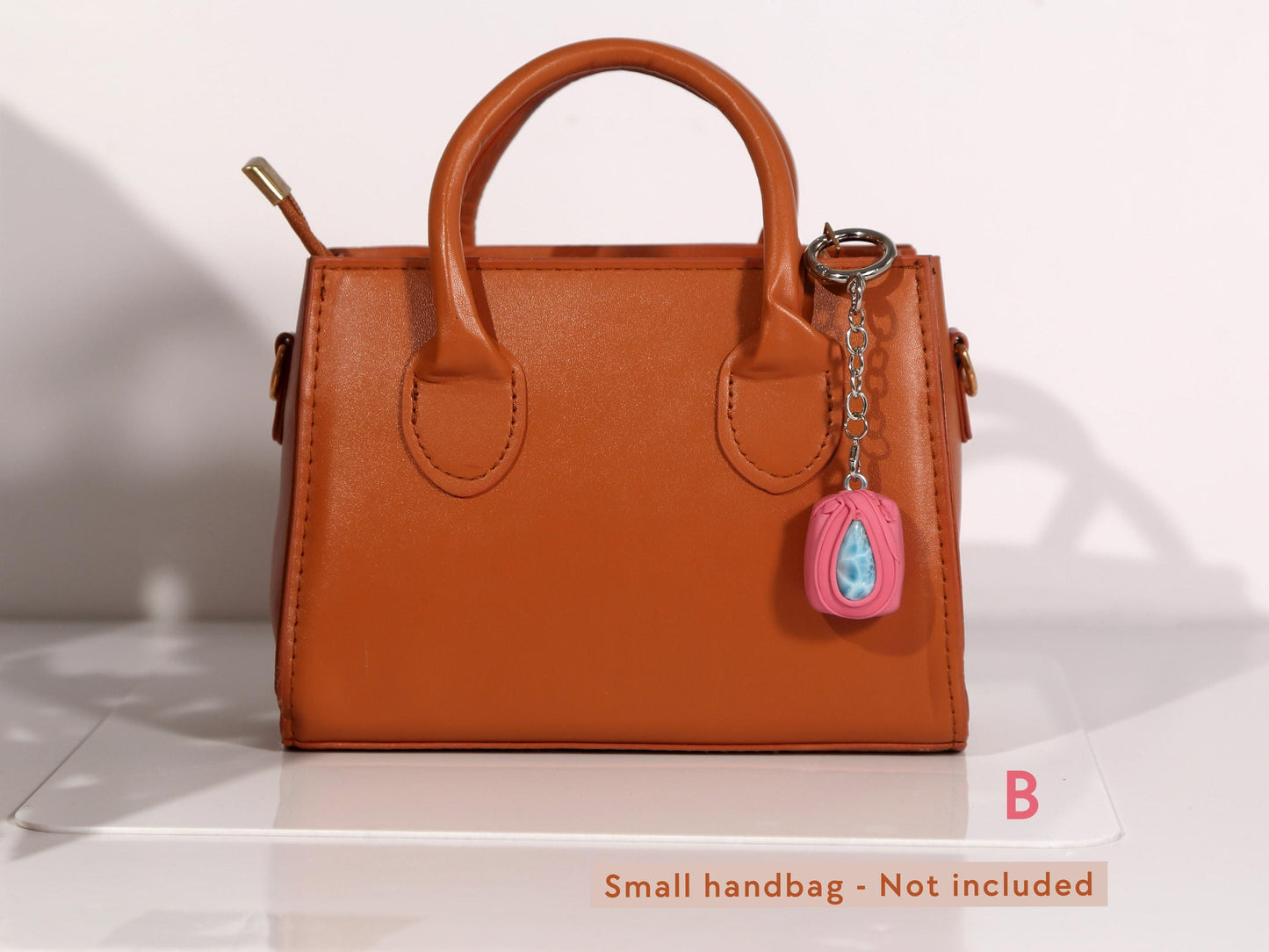 Breloque en cristal de larimar pour sac à main, breloque en pierre pour bourse, larimar AAA, cadeau rose, cadeau de Noël