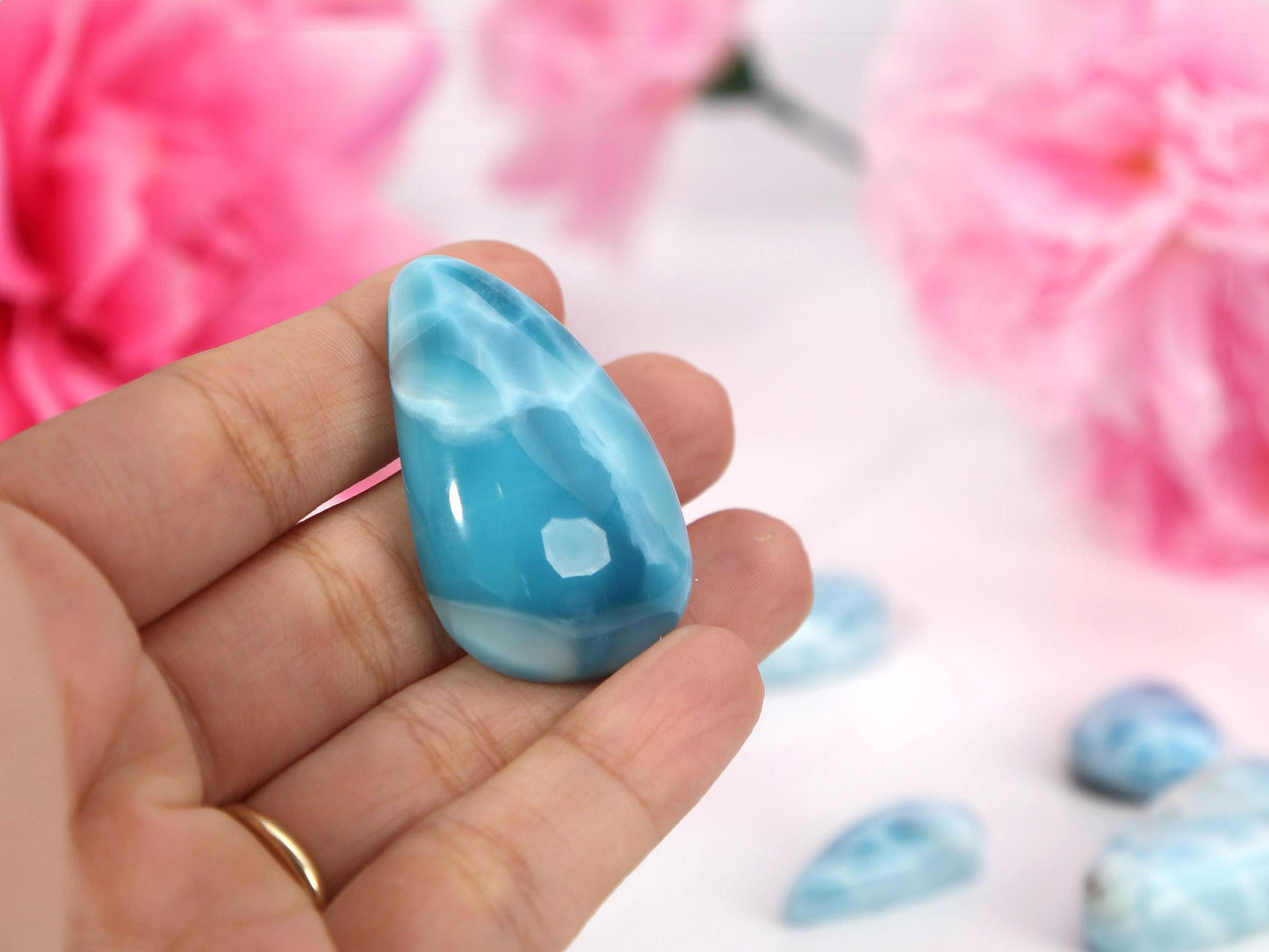 DEEP BLUE Larimar Stone, AAA Freeform Larimar Cabochon, Super Blue Larimar Stone Specimen, Christmas gift