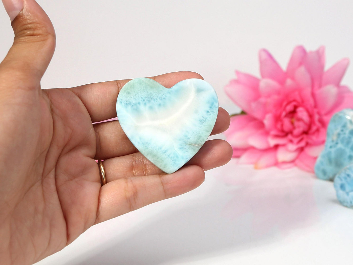 Soft Blue Larimar Heart, Big Larimar Stone Heart Cabochon, Larimar Palm Stone, Larimar crystal, Crystal Heart, Christmas gift