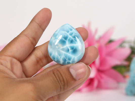 TOP Grade Larimar Stone, AAA Ocean Blue Pear Teardrop Larimar Cabochon, Larimar Palm Stone, Larimar specimen stone crystal, Christmas gift
