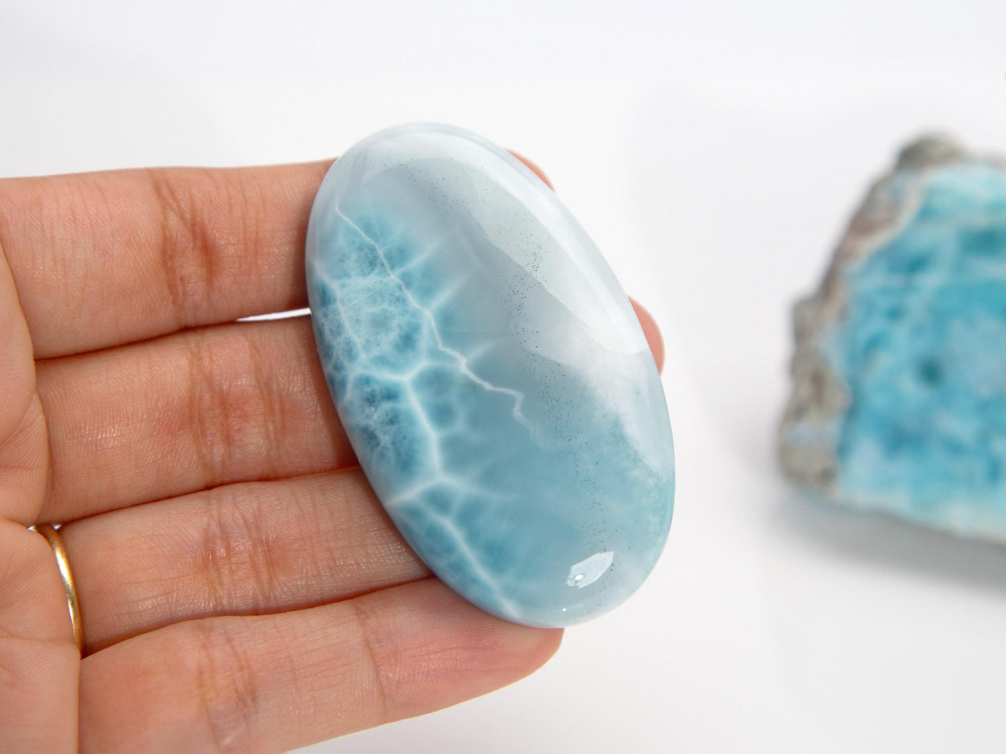 Cloud Larimar Stone Cabochon, AAA Larimar Palm Stone, Larimar specimen, Larimar crystal, Dominican Larimar, Christmas gift